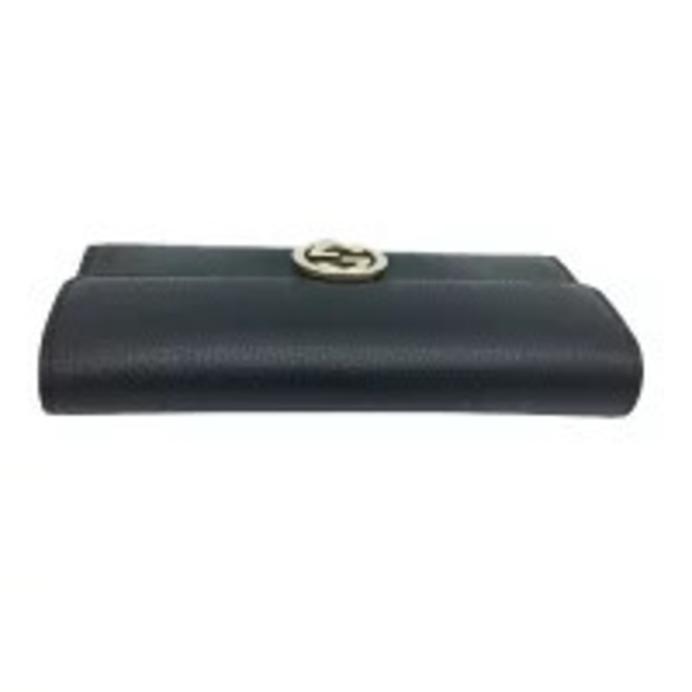 GUCCI Long Wallet Bi fold Leather Black Interlocking GG Zippered Wallet Card - Picture 6 of 10